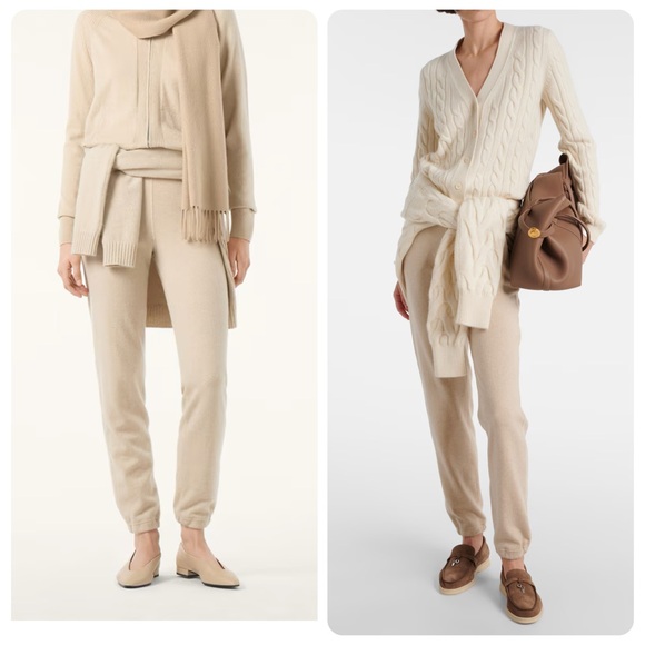 $2400 Loro Piana Merano Baby Cashmere Joggers Knit Pants 48 Beige - Picture 1 of 10